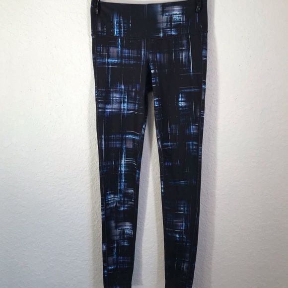 ATHLETA Blue Black CHATURANGA PLAID Full Length Yoga Leggings Sz Large L - Picture 4 of 8
